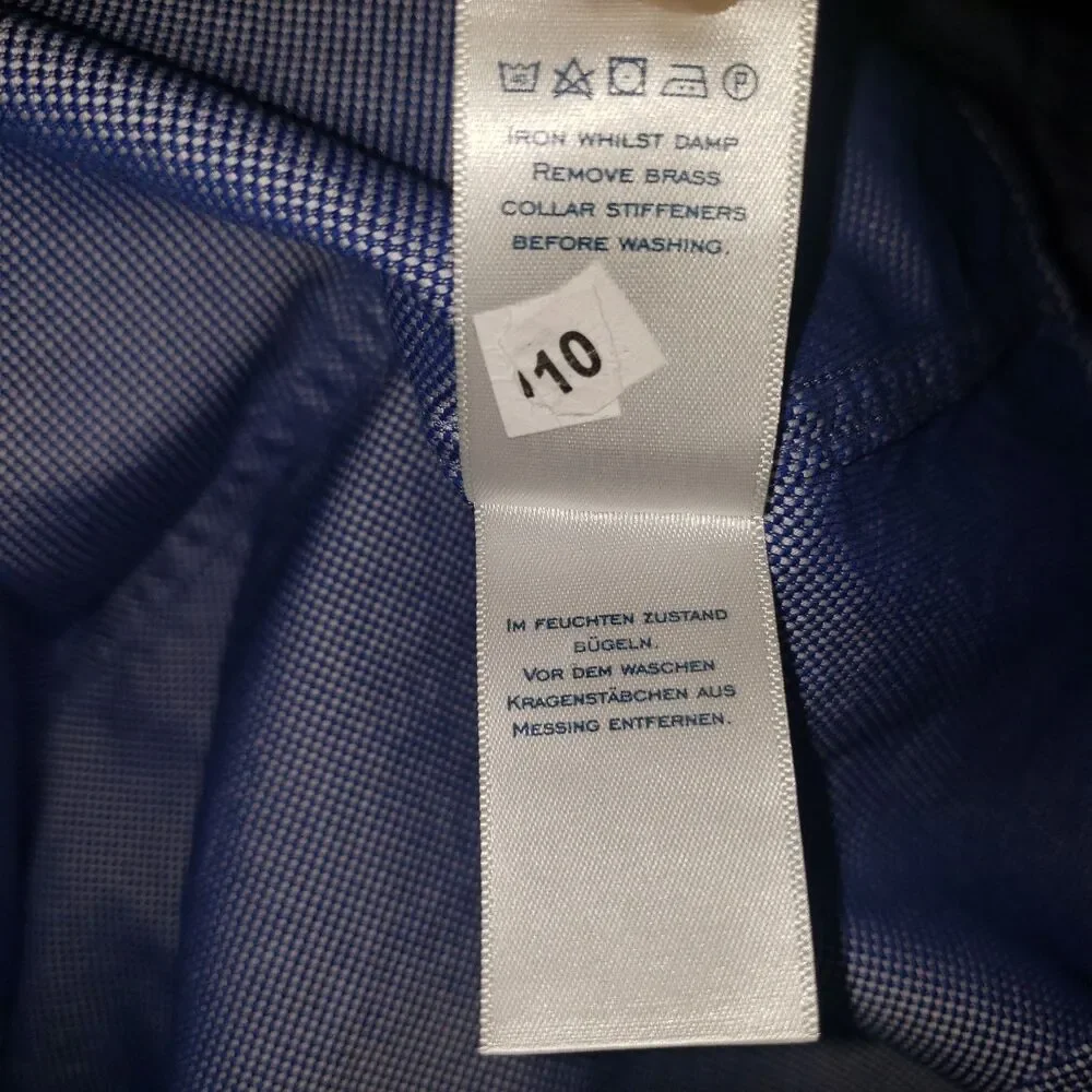 CHARLES TYRWHITT Blue and White Slim Fit Dress Shirt Mens Size 16.5 33IN
